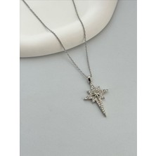 QA Quella Accessories Çelik Zirkon Kutup Yıldızı 14K Silver Kolye 40+5 cm