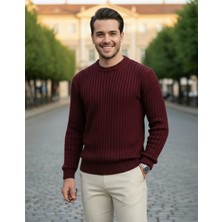 Jakc Ways Fitilli Oversize Bisiklet Yaka Triko / Sıfır Yaka Kazak