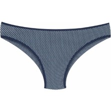 Zarvia Beyaz Puantiyeli Desenli Lacivert Slip Külot %95 Pamuk Rahat Esnek