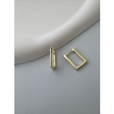 QA Quella Accessories Rodyum Ince Baget Zirkon Sıralı 14K Altın Kaplama Gold Küpe