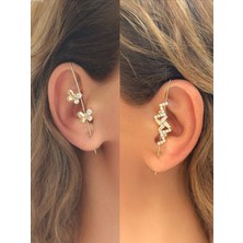 QA Quella Accessories Xuping Iğneli Kelebek-Geometri Desen Zirkon Earcuff Kıkırdak Küpeler - Kelebek