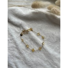 Pel Design Kırık Sitrin Taşı Altın Kaplama Bileklik