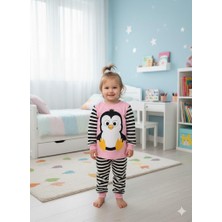 Yağmur Giyim Supermını Penguen Desenli Pamuklu Kız Çocuk Pijama Takımı 1-3 Yaş 1215