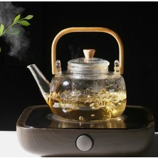 Feyza Design Bambu Kulplu 800ML Isıya Dayanıklı Cam Demlik, Çıkarılabilir Süzgeçli