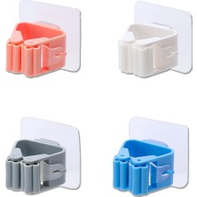 Özgürce Pratik Mop Sapı Tutucu 4'lü Yapışkanlı Fırça ve Paspas Askılığı