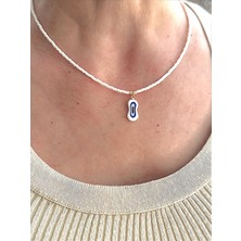 QA Quella Accessories Lak Kaplama Yassı Nazar Kum Boncuk Gold Kolyeler - Kırmızı