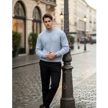 Jakc Ways Fitilli Oversize Bisiklet Yaka Triko / Sıfır Yaka Kazak