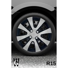 Whigor Renault Symbol 15 Inç Jant Kapağı (4 Adet) Siyah Gri C101