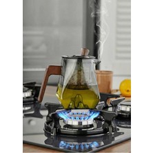 Feyza Design Eğimli 500ML Füme Borosilikat Cam Demlik, Şık ve Dayanıklı Tasarım