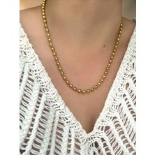 QA Quella Accessories Çelik Topçuk Sıralı Gold Zincir Kolye 45+5 cm