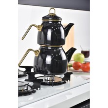 Feyza Design Şık Siyah Emaye Çaydanlık, Dayanaklı ve Kullanışlı Tasarım