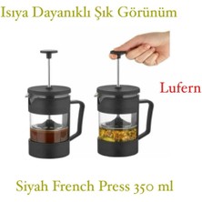 Feyza Design Işlevsel Siyah French Press 350 Ml, Ev ve Ofis Için Şık Kahve Seti