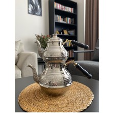 Feyza Design Gümüş Renkli Bakır Petek Desenli Çaydanlık, Şık ve Dayanıklı Tasarım