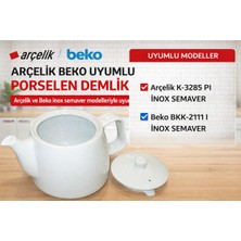 Feyza Design Paslanmaz Çelik Semaver Porselen Demlik Seti, Şık ve Dayanıklı Tasarım