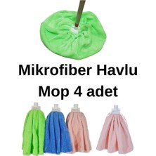 Özgürce Yüksek Emicilik Mikrofiber Havlu Paspas Mop Yedek Ucu 4'lü Set, Pembe