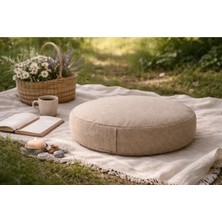Keten Meditasyon Minderi, Yuvarlak Yer Minderi, Yoga Minderi, 45 cm