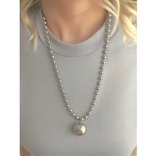 QA Quella Accessories Çelik Top Sallantılı Silver Uzun Kolye 60+5 cm
