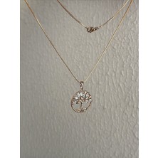 QA Quella Accessories Xuping Zirkon Hayat Ağacı Soft Gold Kolye 42+2,5 cm