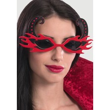 Hayat Store Siyah Boynuzlu Kırmızı Renk Alevli Parti Gözlüğü 21X10 cm