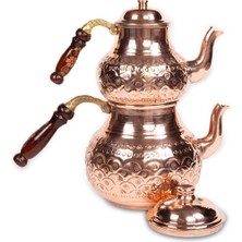 Feyza Design Parlak El Yapımı Kırmızı Bakır Çaydanlık, Şık ve Zarif Tasarım