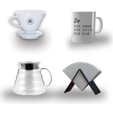 Feyza Design Kahve Demleme Seti: V60, Sürahi, Stand, Kağıt ve Kupa Bardak (5'li)