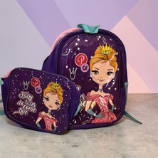 Lolla's Kız Çocuk Prenses Desenli Ilkokul Çantası + Beslenme Çantası Seti