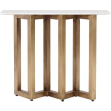 Muva Concept Fiora Gold Metal Modern Tasarım Asimetrik Beyaz Mermer Dresuar