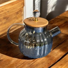 Feyza Design Bambu Kapaklı Cam Demlik 1000 Ml, Şık ve Pratik Çay Demleme Seti