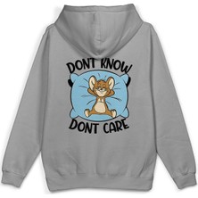 Overoz Tom ve Jerry  Sırt Baskılı Kapüşonlu Yarı Oversize Unisex Sweatshirt Gri Hoodie 1381