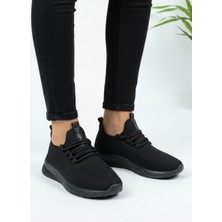 Homiro Bağcıklı Triko Unisex Spor Ayakkabı-Siyah