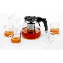 Feyza Design Cam Demlik 900 Ml, Süzgeçli Çay ve Bitki Demleme Seti