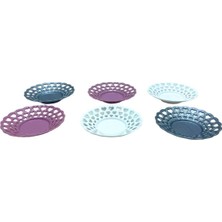 Feyza Design Renkli 6'lı Plastik Çay Tabak Seti, Şık ve Dayanıklı Tasarım