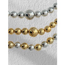 QA Quella Accessories Çelik Iri Top Silver-Gold Kolyeler 40+5 cm - Gümüş