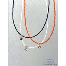 QA Quella Accessories Lak Kaplama Nazar Göz Boncuk Gold Kolyeler - Turuncu