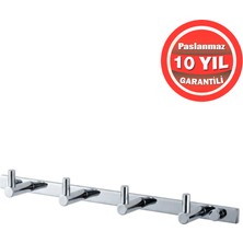 Banyom Home Paslanmaz Pirinç 4’lü Mercan Banyo Set Askılık – Havlu ve Bornoz Askısı