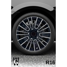 Whigor Fiat 500 Ailesi 16 Inç Jant Kapağı (4 Adet) Siyah Gri C117