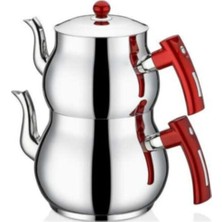 Feyza Design Kırmızı Çelik Sahra Orta Boy Çaydanlık, Şık ve Dayanıklı Tasarım