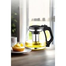 Feyza Design Büyük Cam Demlik, 1700 Ml, Çelik Süzgeçli ve Kapaklı, Dayanıklı Tasarım