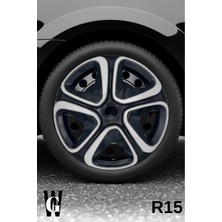Whigor Peugeot 207 15 Inç Jant Kapağı (4 Adet) Siyah Gri C102