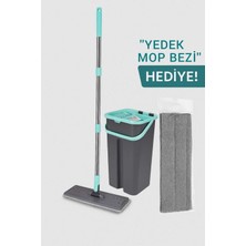 Özgürce 11 Litre Temiz ve Kirli Su Hazneli Mikrofiber Düz Mop Seti 360° Döner Başlık