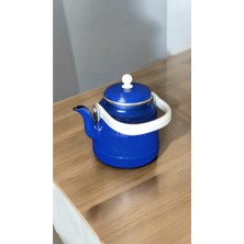 Feyza Design Lacivert Emaye Kahve ve Bitki Demlik, 2l Vintage Çaydanlık ve Suluk