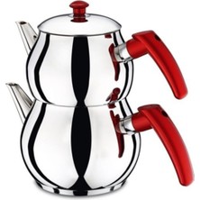 Feyza Design Kırmızı Orta Boy Çaydanlık, Kendinden Süzgeçli, Şık ve Pratik Tasarım