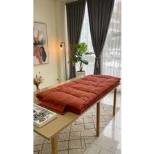 170X75 cm Keten Koltuk Şiltesi 5 cm Dolgulu | Kiremit Rengi Balkon ve Sedir Minderi