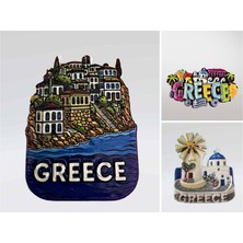 Mundy Greece (Yunanistan) Temalı Kabartmalı Polyester 3 Lü  Magnet Seti Buzdolabı Süsü (KOD:1086)