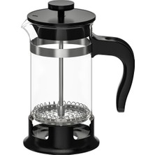 Feyza Design 400 ml Cam French Press, Siyah, 17 cm Yükseklik, 8 cm Çap