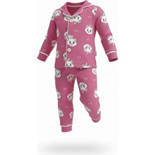 Kedi Baskılı Kız Bebek 2 Li Pijama Takım - Fuşya - 6 - 9 Ay Fuşya