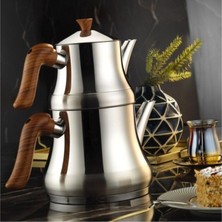 Feyza Design Aile Boyu Çaydanlık, Ahşap Kulp, Şık ve Dayanıklı Tasarım
