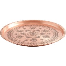 Moda Bakır Kırmızı Bakır Şark Köşesi Tepsi 40 cm Bakır