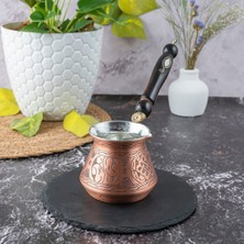 Feyza Design El Yapımı 4 Kişilik Bakır Türk Kahvesi Cezvesi, Gaziantep Üretimi