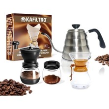 Feyza Design Pratik ve Şık 4'lü Pour Over Kahve Seti, Evde Kahve Keyfi Için Ideal